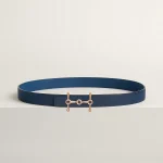 H Equestre belt buckle & Reversible leather strap 24 mm - Image 2